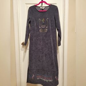 Jessica Howard Gray Faux Suede Vintage Maxi Dress Size 8 Petite